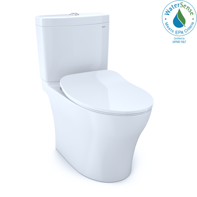 TOTO Aquia IV 1G Two-Piece Elongated Dual Flush 1.0 and 0.8 GPF Toilet with CEFIONTECT and SoftClose Seat, WASHLET Ready, Cotton White MS446234CUMG