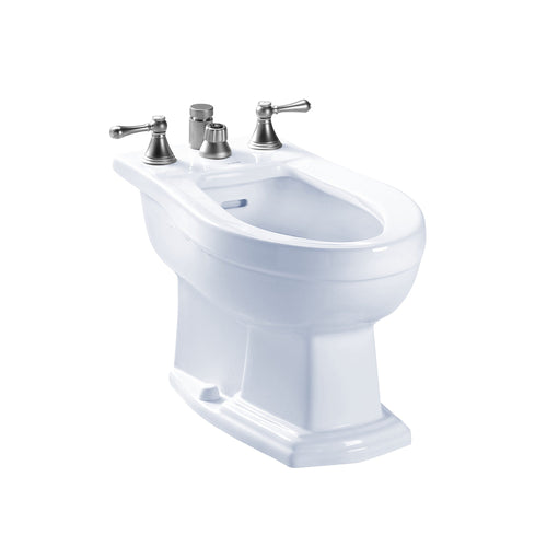 TOTO Clayton Deck Mount Vertical Spray Flushing Rim Bidet, Cotton White BT784B#01