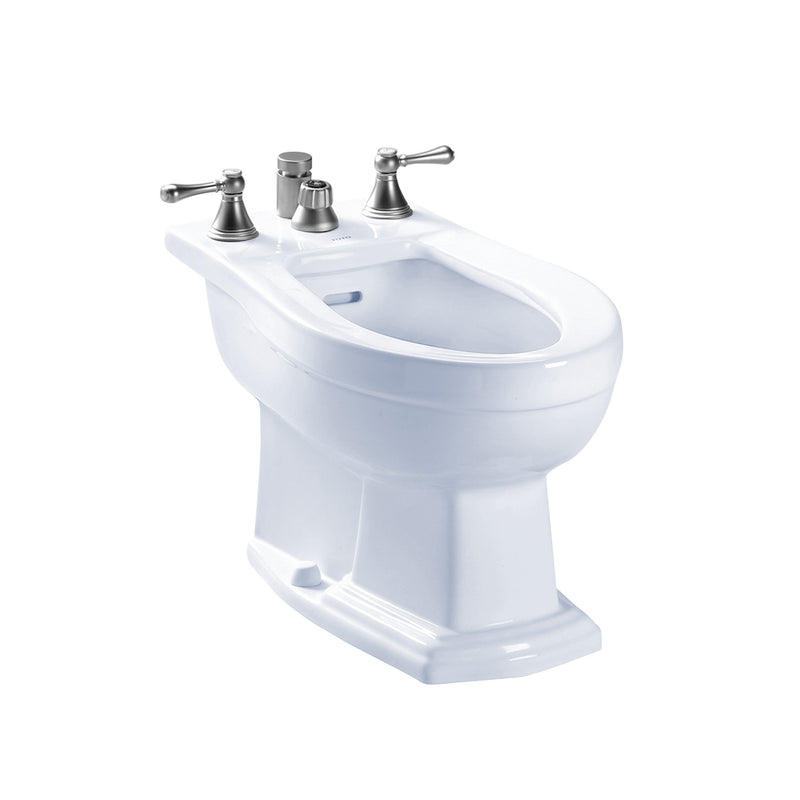 TOTO Clayton Deck Mount Vertical Spray Flushing Rim Bidet, Cotton White BT784B