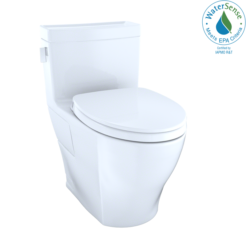 TOTO Legato WASHLET One-Piece Elongated 1.28 GPF Universal Height Skirted Toilet with CEFIONTECT, Cotton White MS624124CEFG