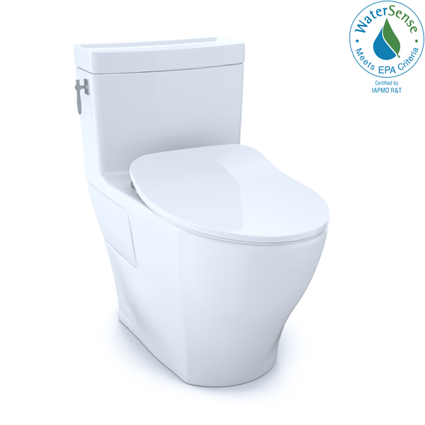 TOTO Aimes One-Piece Elongated 1.28 GPF Toilet with CEFIONTECT and SoftClose Seat, WASHLET Ready, Cotton White MS626234CEFG#01