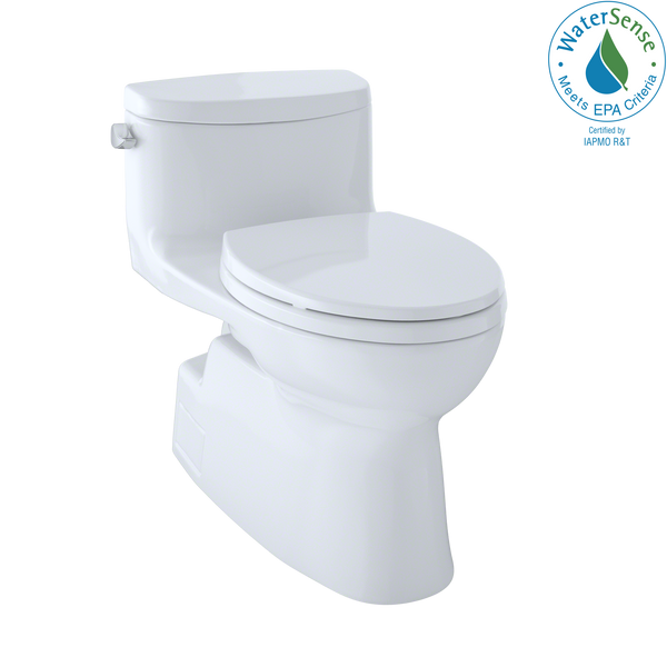 TOTO Carolina II One-Piece Elongated 1.28 GPF Universal Height Skirted Toilet with CeFiONtect, Cotton White MS644114CEFG#01