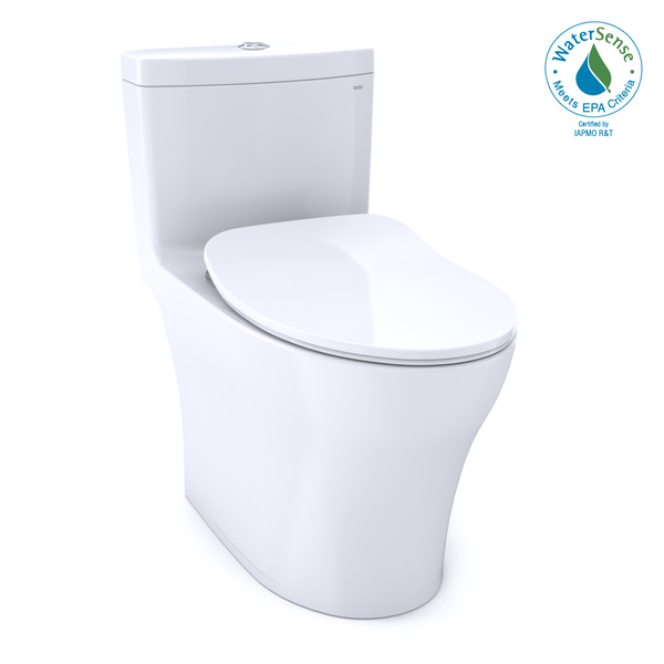 TOTO Aquia IV One-Piece Elongated Dual Flush 1.28 and 0.8 GPF Universal Height, WASHLET Ready Toilet with CEFIONTECT, Cotton White- MS646234CEMFG#01