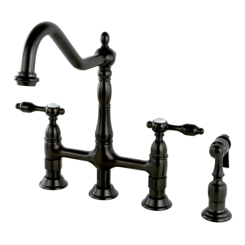 Kingston Brass KS1275TALBS Bridge Kitchen Faucet W/ Brass