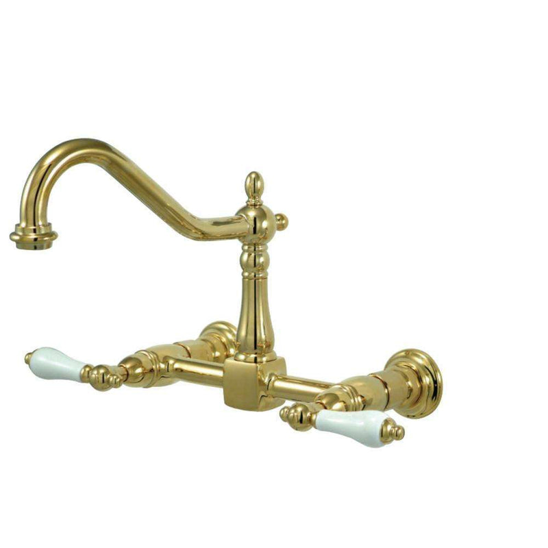 Kingston KS1242PL Heritage 8 in. Wall Mount Kitchen Faucet