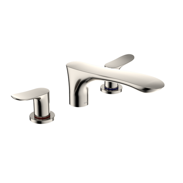 TOTO GO Two-Handle Deck-Mount Roman Tub Filler Trim, Polished Nickel TBG01201U#PN