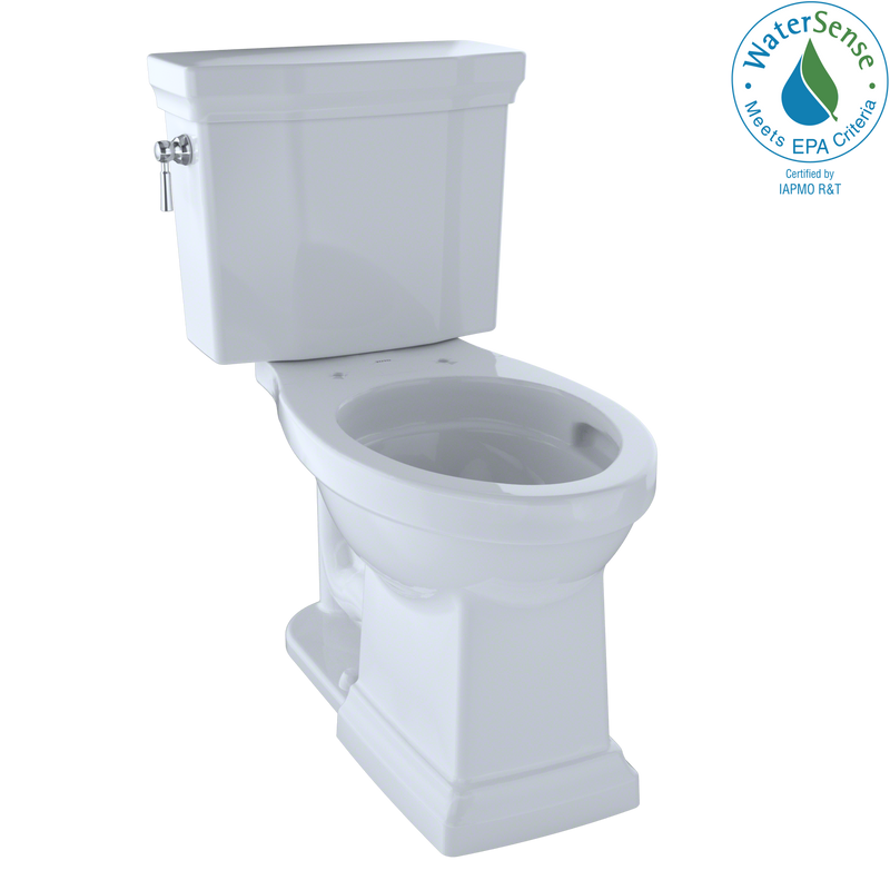 TOTO Promenade II Two-Piece Elongated 1.28 GPF Universal Height Toilet with CeFiONtect, Cotton White CST404CEFG