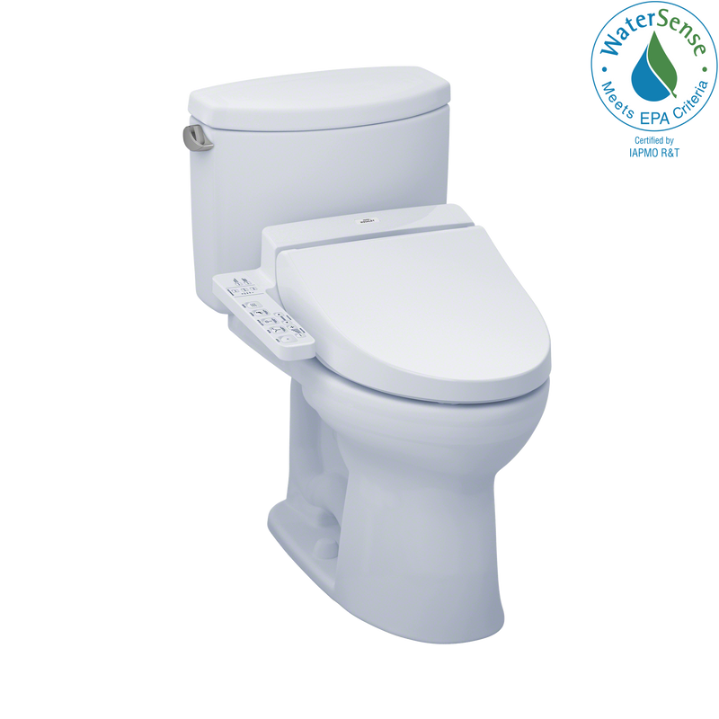 TOTO WASHLET Drake II Two-Piece Elongated 1.28 GPF Toilet and WASHLET C100 Bidet Seat, Cotton White MW4542034CEFG