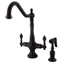 Kingston KS1775ALBS Heritage 2-Hnd Kitchen Faucet W/ Sp