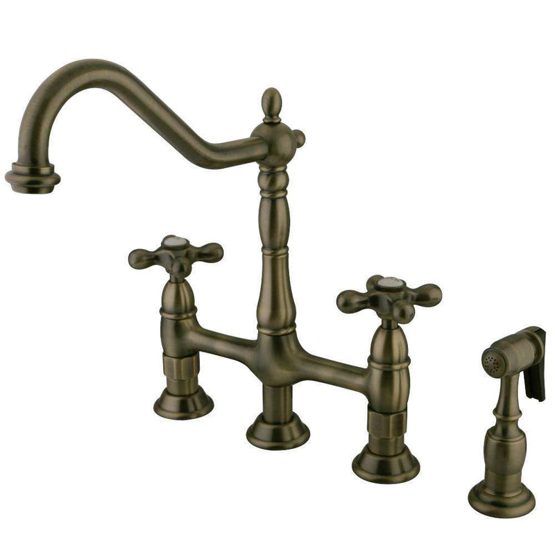 Kingston KS1273AXBS Heritage 8 in. Bridge Kitchen Faucet W/