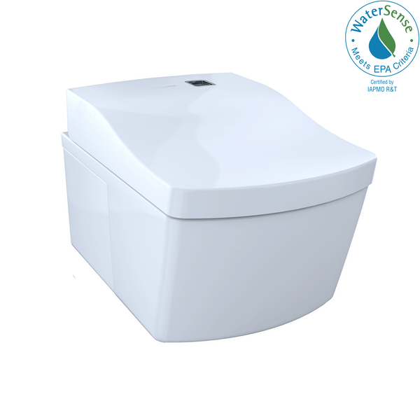 TOTO NEOREST EW Dual Flush 1.28 or 0.9 GPF Wall-Hung Toilet with Integrated Bidet Seat and eWater, Cotton White CWT994CEMFG#01