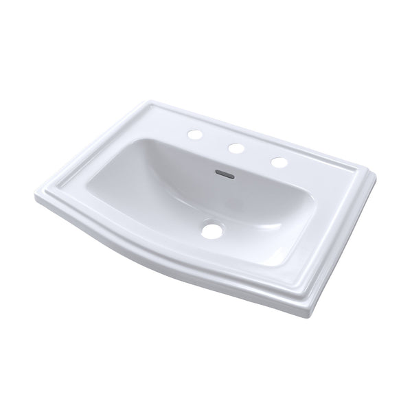 TOTO Clayton Rectangular Self-Rimming Drop-In Bathrrom Sink for 8 Inch Center Faucets, Cotton White LT781.8#01