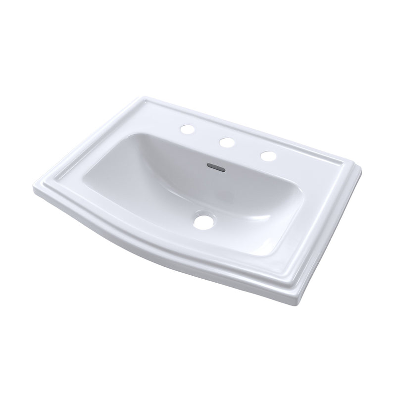 TOTO Clayton Rectangular Self-Rimming Drop-In Bathrrom Sink for 8 Inch Center Faucets, Cotton White LT781.8