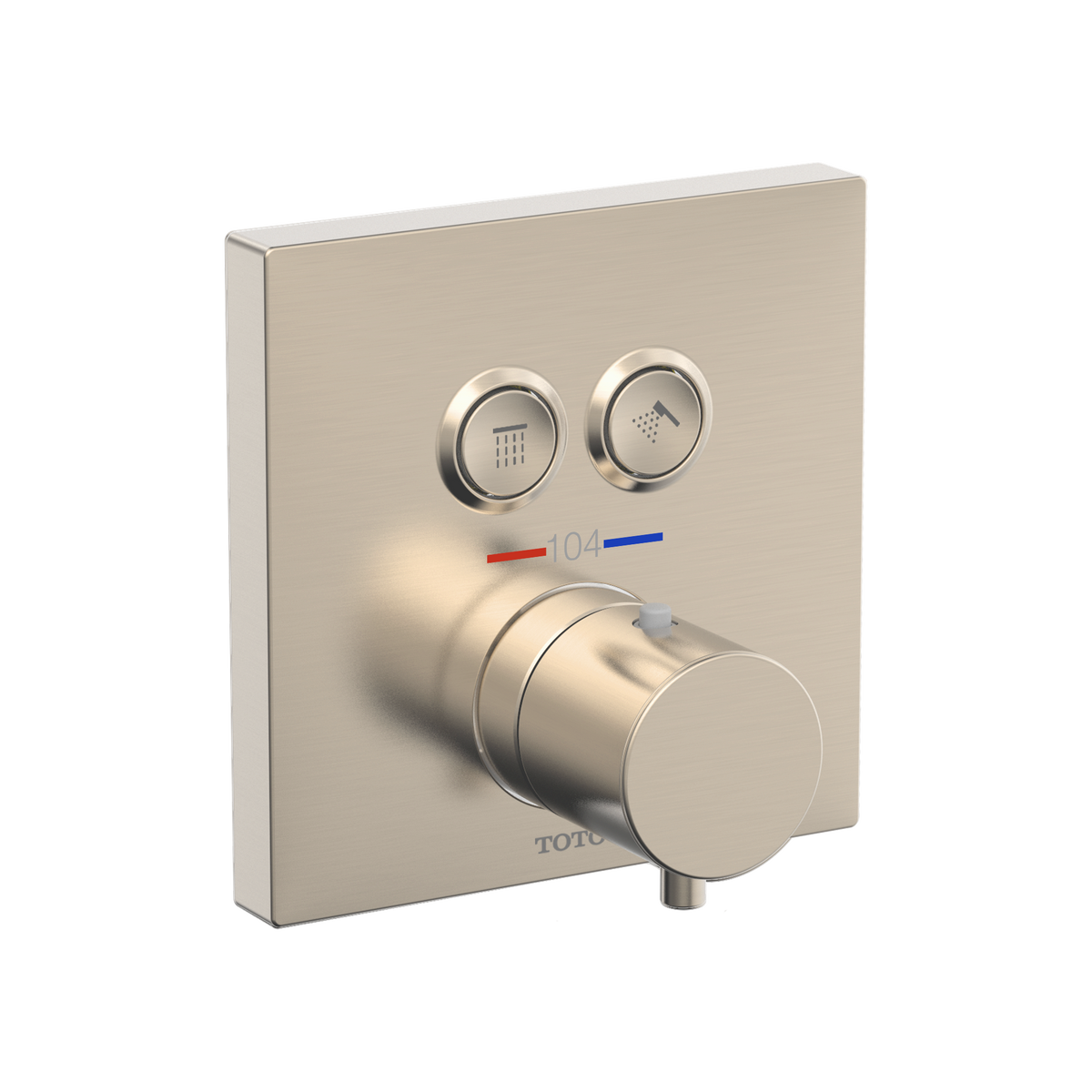 TOTO Square Thermostatic Mixing Valve with 2-Function Shower Trim, Brushed Nickel TBV02406U#BN