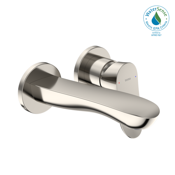 TOTO GO 1.2 GPM Wall-Mount Single-Handle Bathroom Faucet with COMFORT GLIDETechnology, Polished Nickel TLG01310U#PN