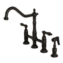 Kingston KS1270ALBS Heritage 8 in. Bridge Kitchen Faucet W/