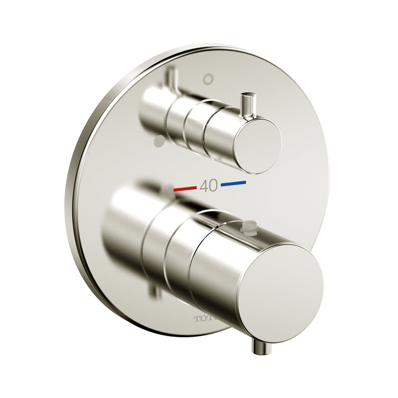 TOTO Round Thermostatic Mixing Valve with Volume Control Shower Trim, Brushed Nickel TBV01407U