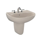 TOTO Supreme Oval Wall-Mount Bathroom Sink with CeFiONtect and Shroud for 4 Inch Center Faucets, Bone LHT241.4G