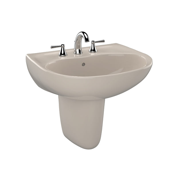 TOTO Supreme Oval Wall-Mount Bathroom Sink with CeFiONtect and Shroud for 4 Inch Center Faucets, Bone LHT241.4G#03