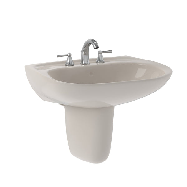 TOTO Prominence Oval Wall-Mount Bathroom Sink with CeFiONtect and Shroud for 4 Inch Center Faucets, Sedona Beige LHT242.4G#12