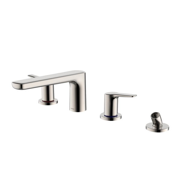 TOTO GS Four-hole Deck-Mount Roman Tub Filler Trim with Handshower, Polished Nickel TBG03202U#PN