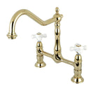 Kingston Brass KS1172PX Heritage Kitchen Bridge Faucet Brass