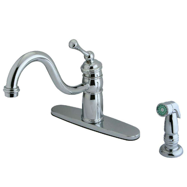 Kingston KB1571BLSP Mono Deck Mount Kitchen Faucet W/ Sp