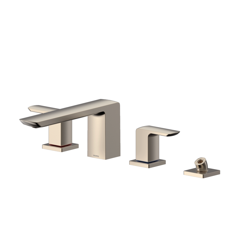 TOTO GR Two-Handle Deck-Mount Roman Tub Filler Trim with Handshower, Brushed Nickel TBG02202U