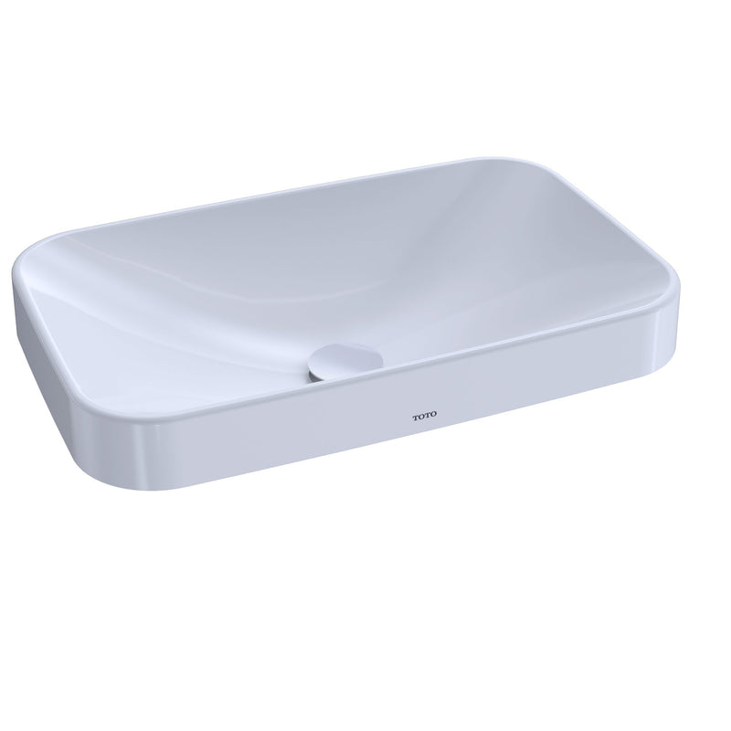 TOTO Arvina Rectangular 23" Vessel Bathroom Sink with CeFiONtect, Cotton White LT426G