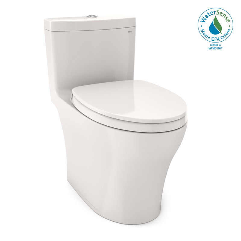 TOTO Aquia IV One-Piece Elongated Dual Flush 1.28 and 0.8 GPF Universal Height, WASHLET Ready Toilet with CEFIONTECT, Colonial White- MS646124CEMFG