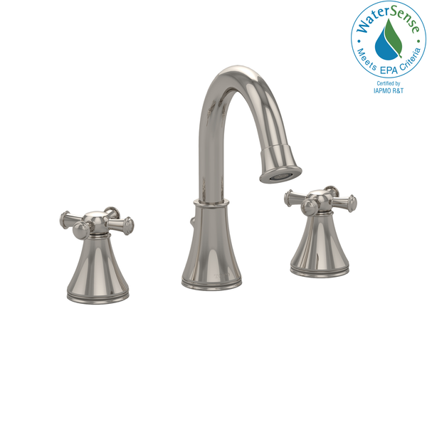 TOTO Vivian Alta Two Cross Handle Widespread 1.5 GPM Bathroom Sink Faucet, Polished Nickel TL220DD1H#PN