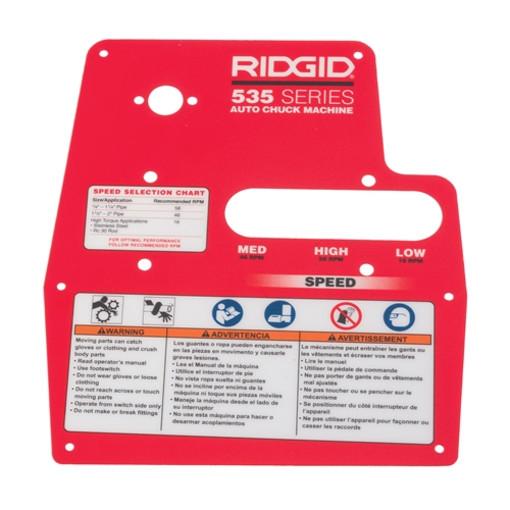 RIDGID 94207 Warning Plate for 535A Threading Machine
