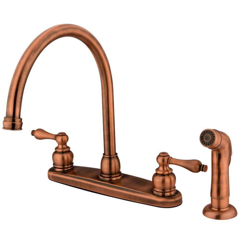 Kingston KB726ALSP Centerset Kitchen Faucet, Antique Copper