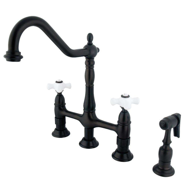 Kingston KS1275PXBS Heritage 8 in. Bridge Kitchen Faucet W/