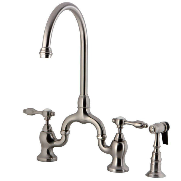 Kingston Brass KS7798TALBS Bridge Kitchen Faucet W/ Brass