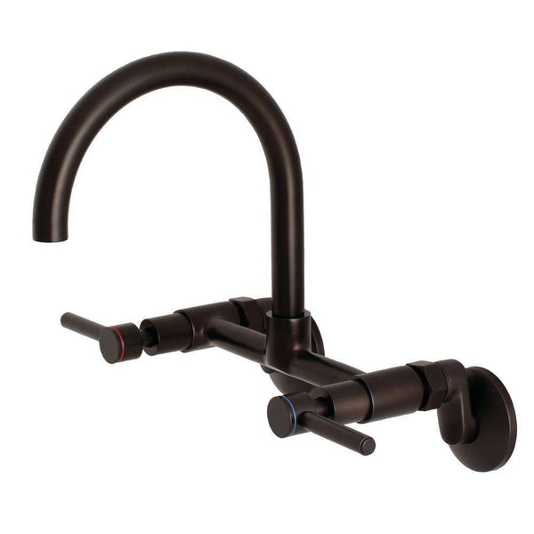 Kingston KS814ORB 8" Adj Center Wall Mount Kitchen Faucet