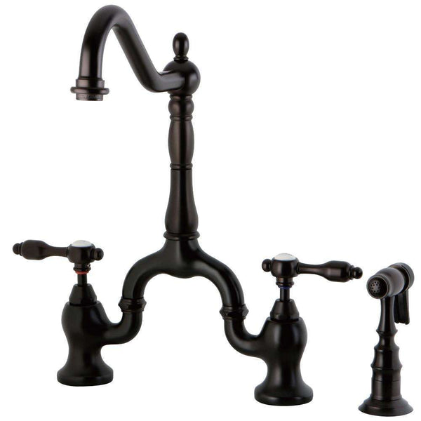 Kingston Brass KS7755TALBS Bridge Kitchen Faucet W/ Brass