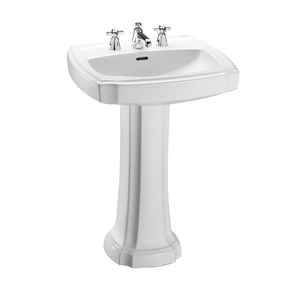 TOTO Guinevere 24-3/8" x 19-7/8" Rectangular Pedestal Bathroom Sink for 8 Inch Center Faucets, Cotton White LPT972.8#01