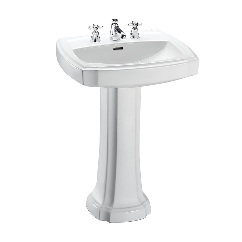 TOTO Guinevere 24-3/8" x 19-7/8" Rectangular Pedestal Bathroom Sink for 8 Inch Center Faucets, Cotton White LPT972.8