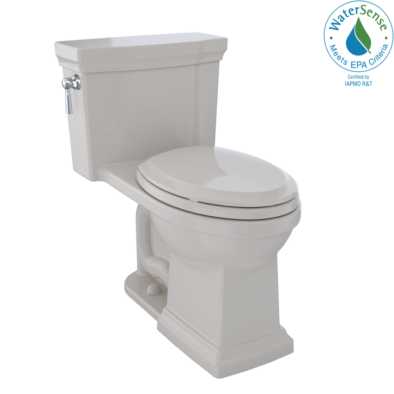 TOTO Promenade II One-Piece Elongated 1.28 GPF Universal Height Toilet with CeFiONtect, Sedona Beige MS814224CEFG