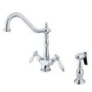 Kingston KS1231PLBS Heritage 2-Hnd Kitchen Faucet W/ Sp