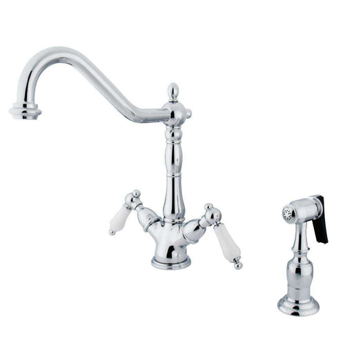 Kingston KS1231PLBS Heritage 2-Hnd Kitchen Faucet W/ Sp