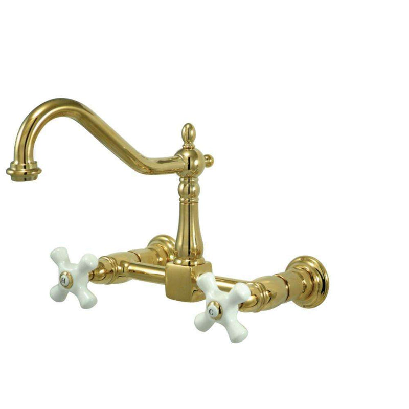 Kingston KS1242PX Heritage 8 in. Wall Mount Kitchen Faucet