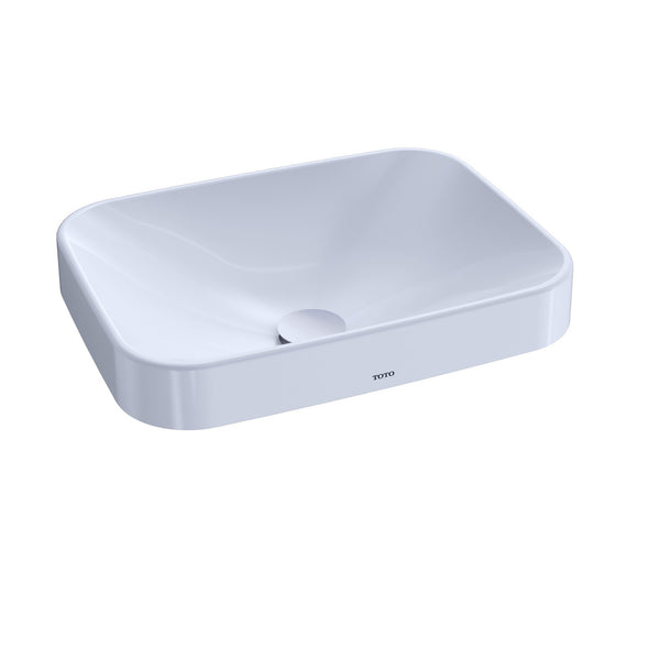 TOTO Arvina Rectangular 20" Vessel Bathroom Sink with CeFiONtect, Cotton White LT425G#01
