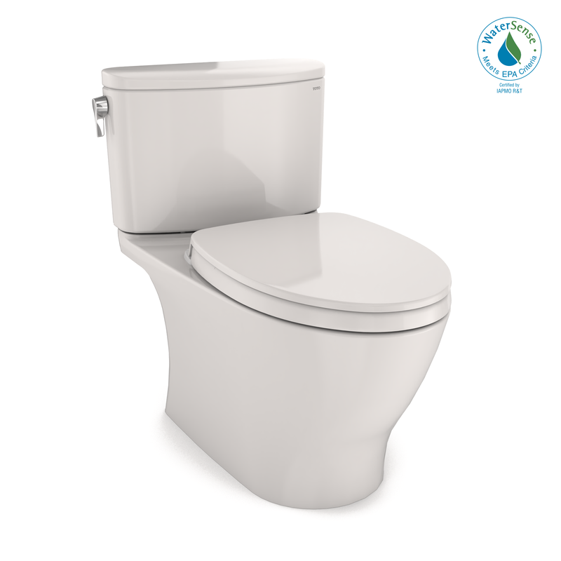 TOTO Nexus 1G Two-Piece Elongated 1.0 GPF Universal Height Toilet with CEFIONTECT and SS124 SoftClose Seat, WASHLET Ready, Colonial White MS442124CUFG