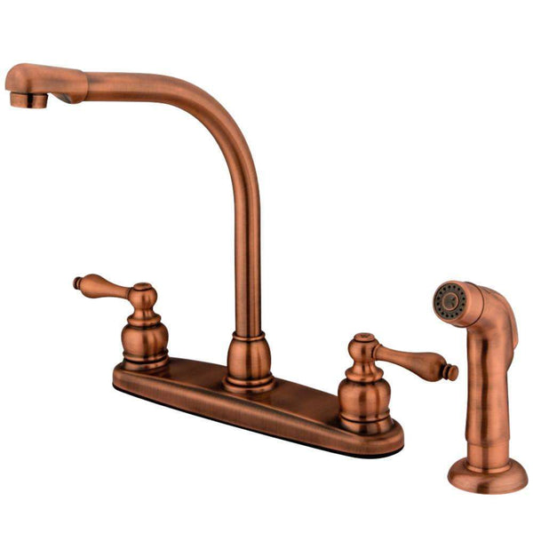 Kingston KB716ALSP Centerset Kitchen Faucet, Antique Copper