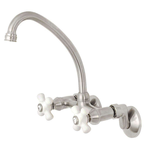 Kingston KS614SN 6" Adj Center Wall Mount Kitchen Faucet