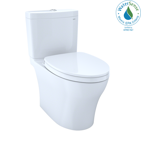 TOTO Aquia IV WASHLET Two-Piece Elongated Dual Flush 1.28 and 0.8 GPF Toilet with CEFIONTECT, Cotton White MS446124CEMG#01