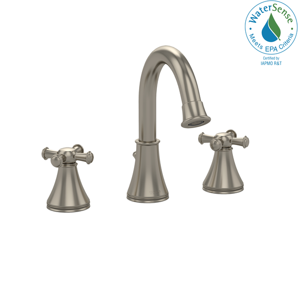 TOTO Vivian Alta Two Cross Handle Widespread 1.2 GPM Bathroom Sink Faucet, Brushed Nickel TL220DDH12#BN