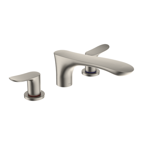TOTO GO Two-Handle Deck-Mount Roman Tub Filler Trim, Brushed Nickel TBG01201U#BN